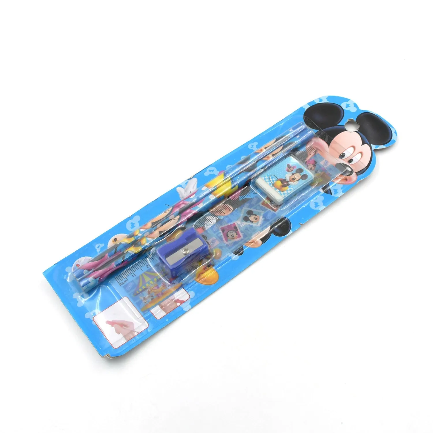 4643  Mix Design Cartoon Wooden Pencil Set, Stationary Set 5 in 1 Items Educational Item for School Going Kids, Stationary Set for Girls Boys/Stationary for School/Gift Pack for Girls Kids/Birthday Gift Kids (5 Pc Set )