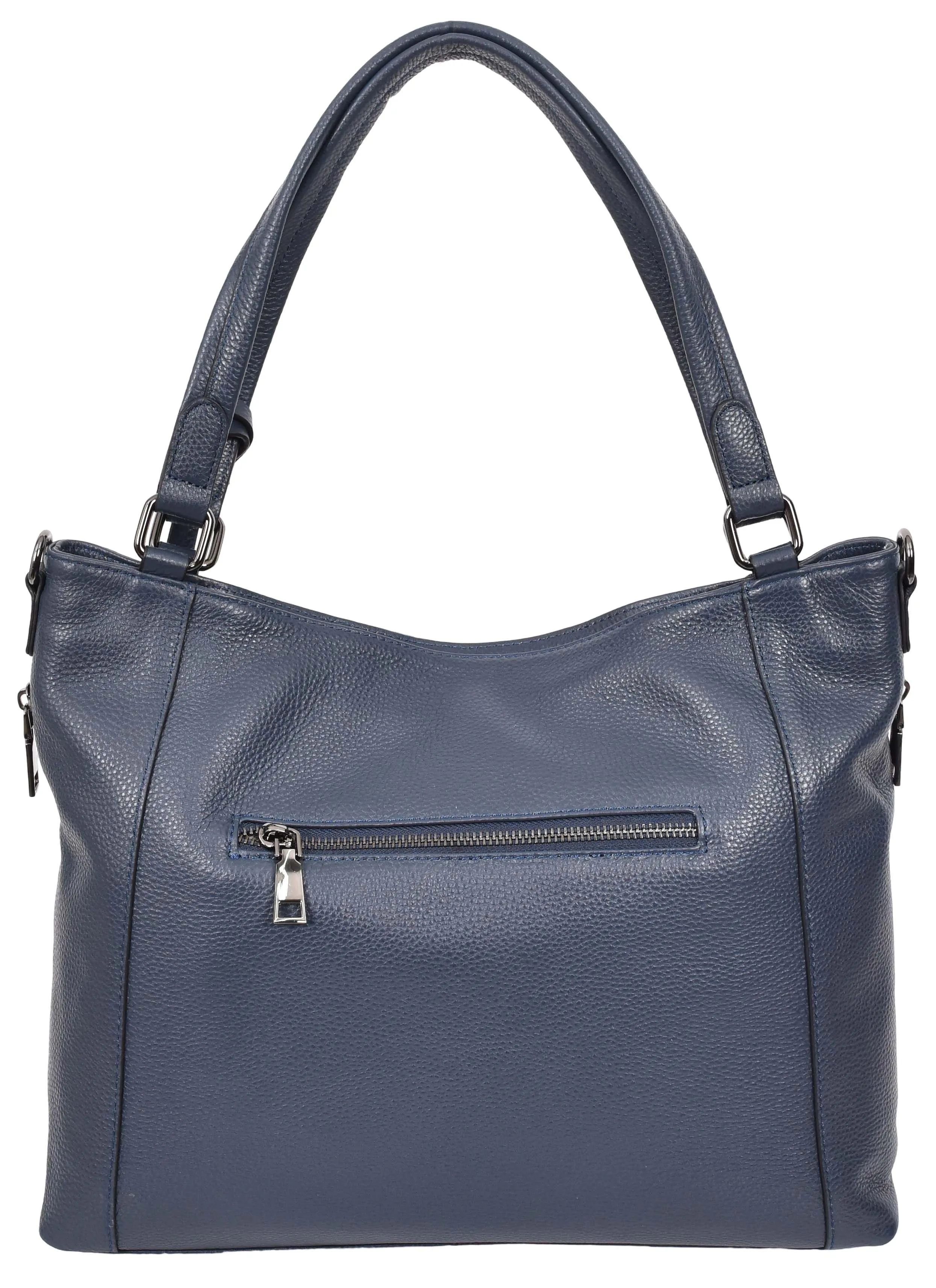 Abigail Women Leather Zip Opening Tote Shoulder Handbag Blue