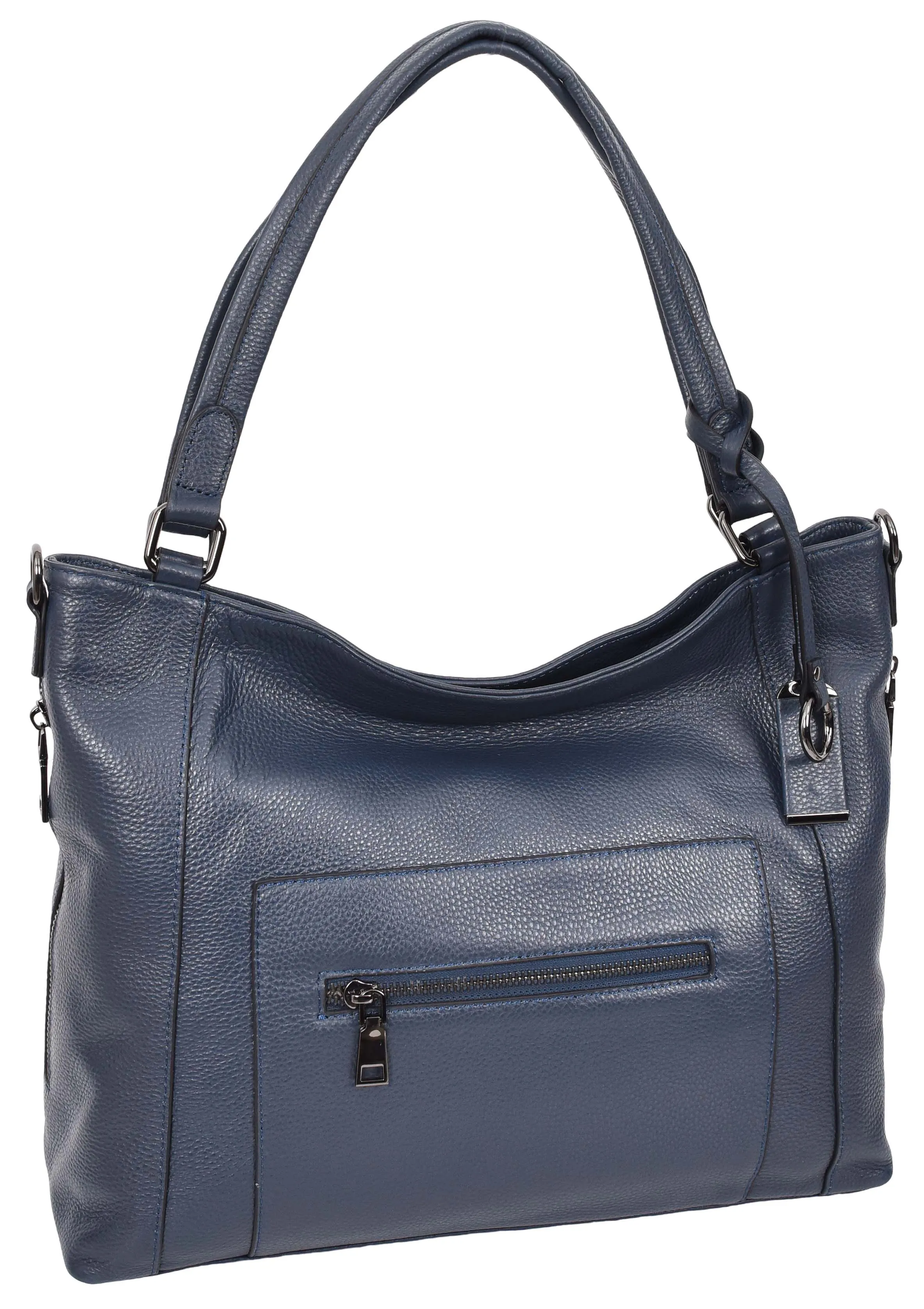 Abigail Women Leather Zip Opening Tote Shoulder Handbag Blue