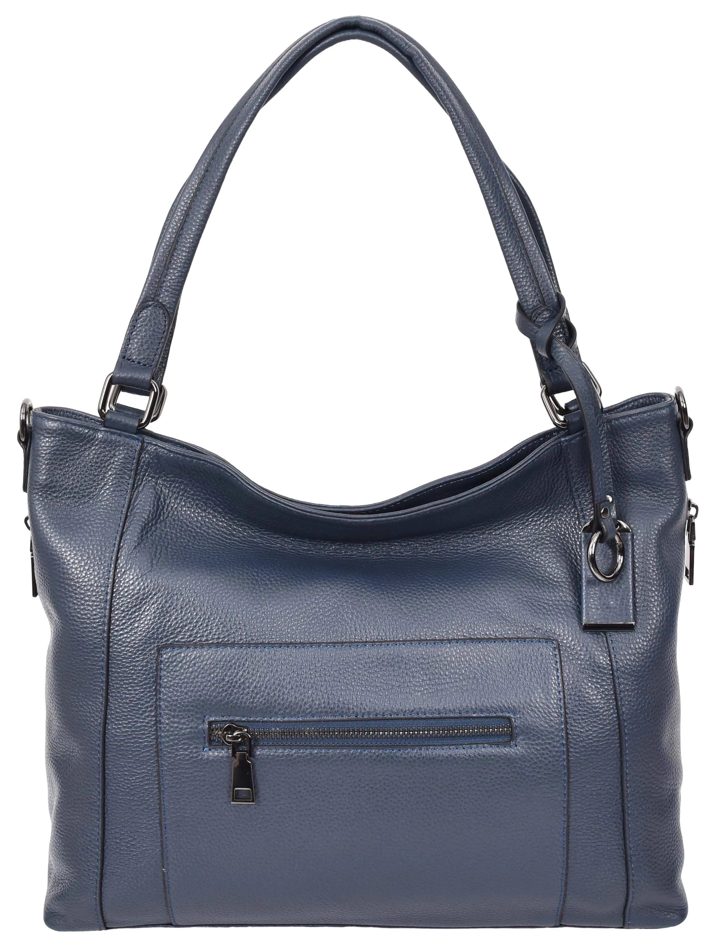 Abigail Women Leather Zip Opening Tote Shoulder Handbag Blue