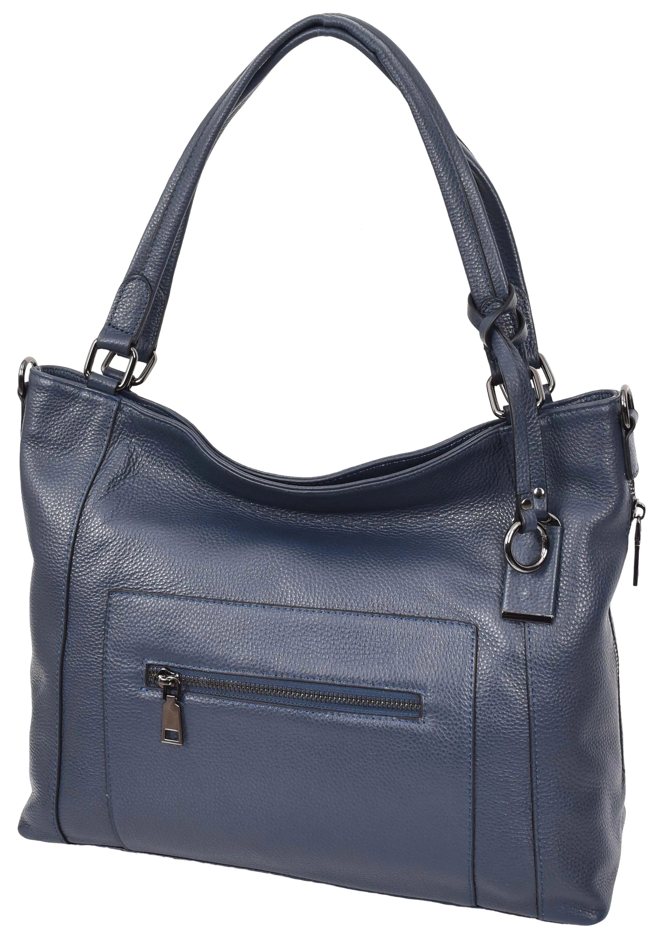 Abigail Women Leather Zip Opening Tote Shoulder Handbag Blue