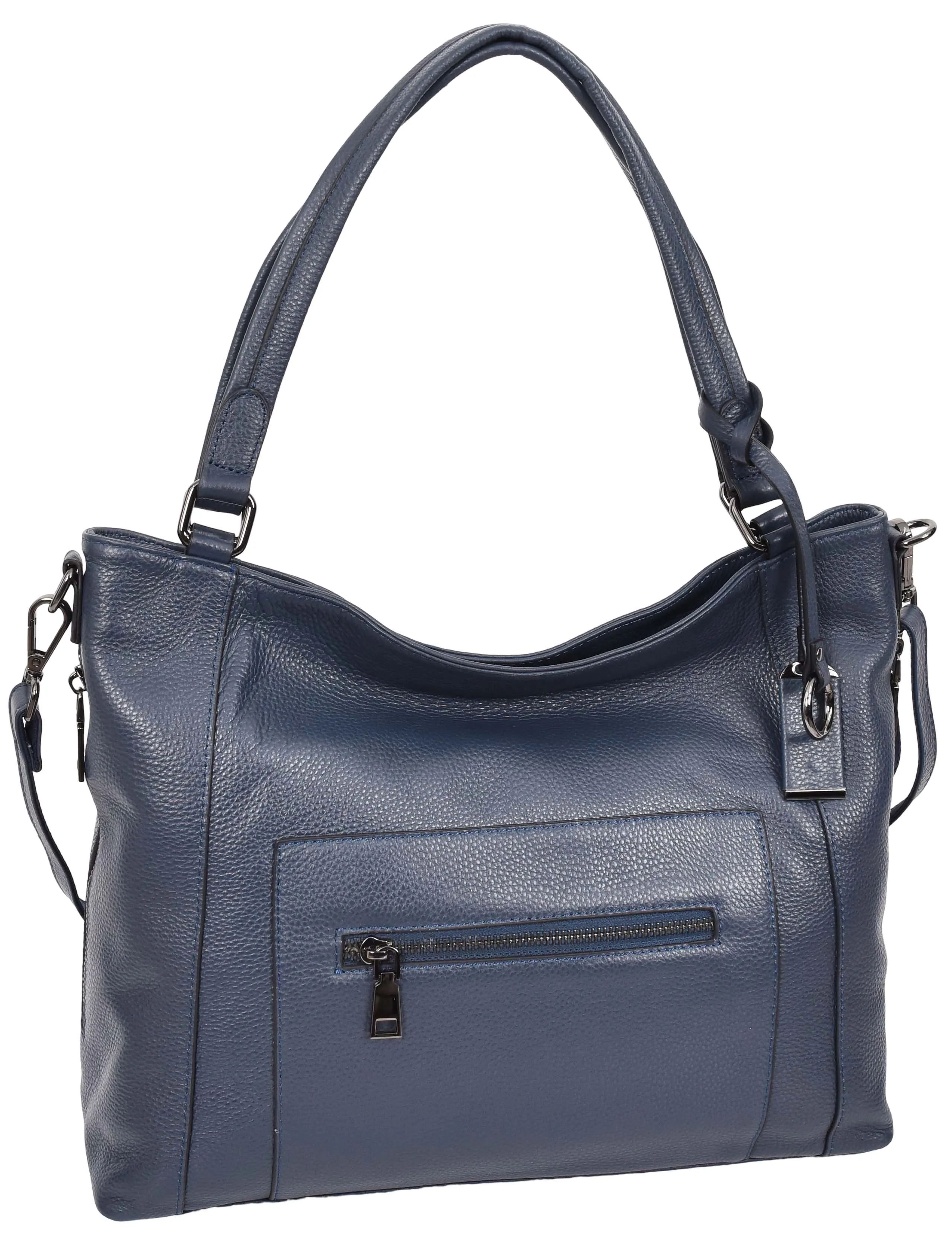 Abigail Women Leather Zip Opening Tote Shoulder Handbag Blue