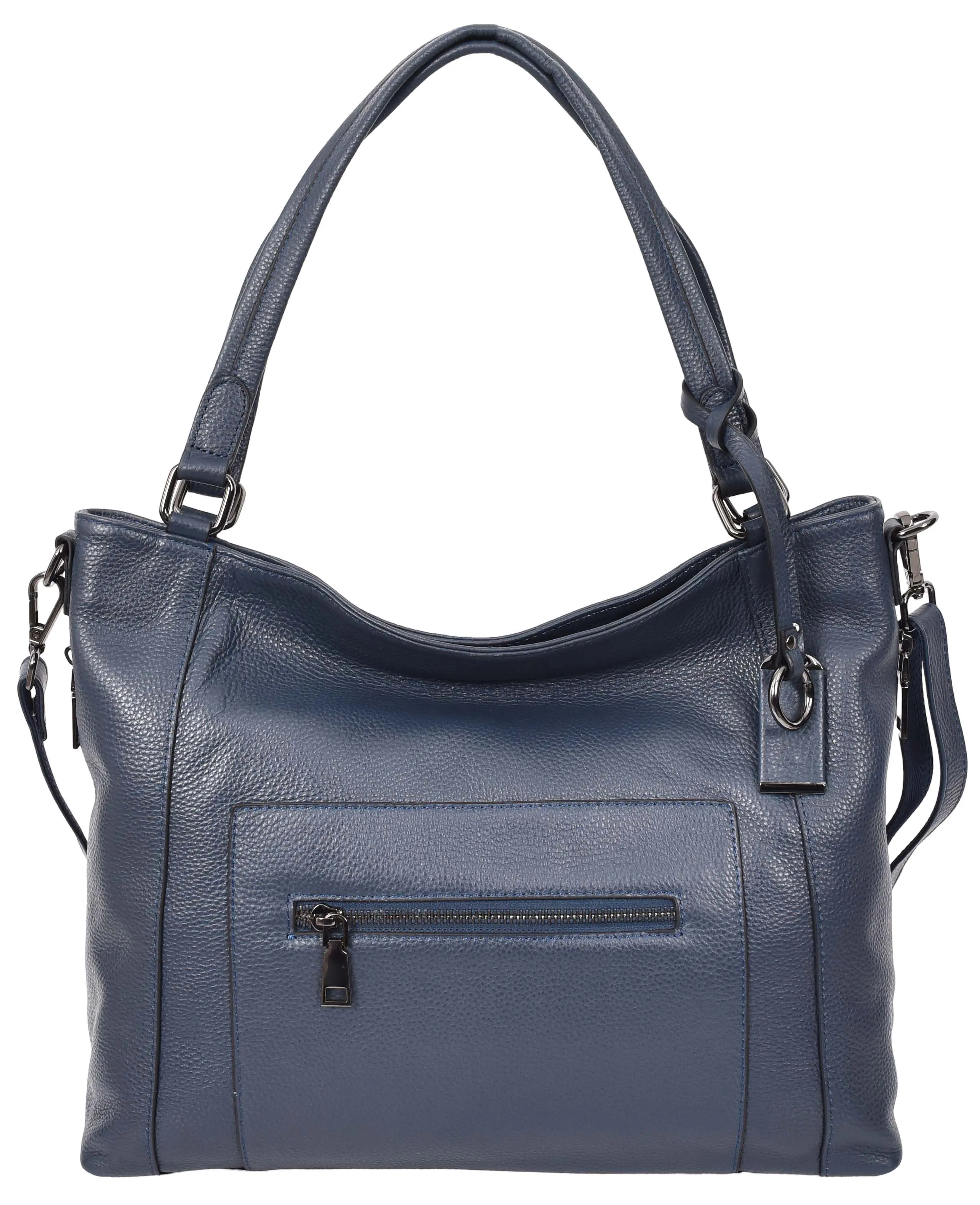 Abigail Women Leather Zip Opening Tote Shoulder Handbag Blue