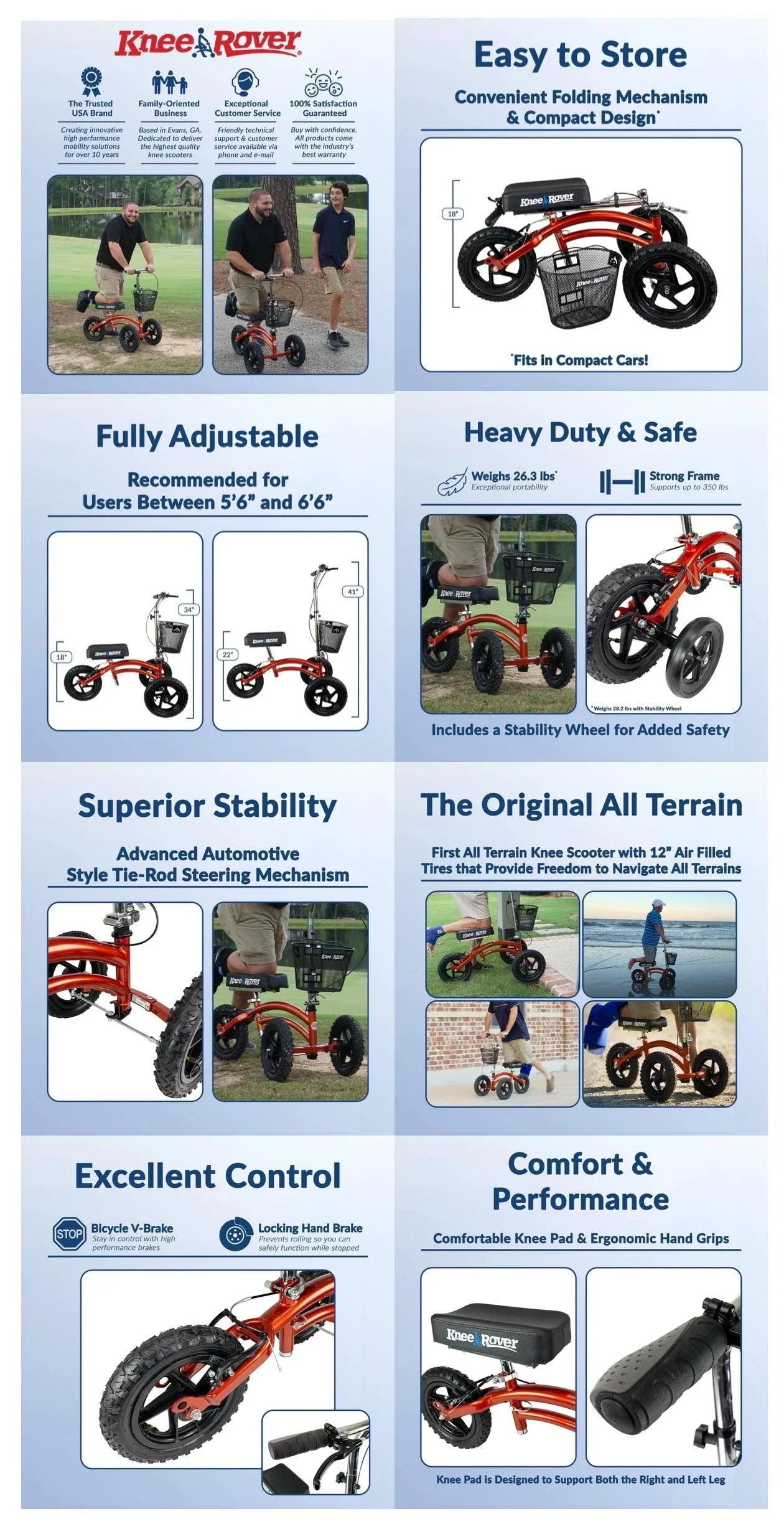 All Terrain KneeRover® Steerable  Knee Scooter Canyon Orange