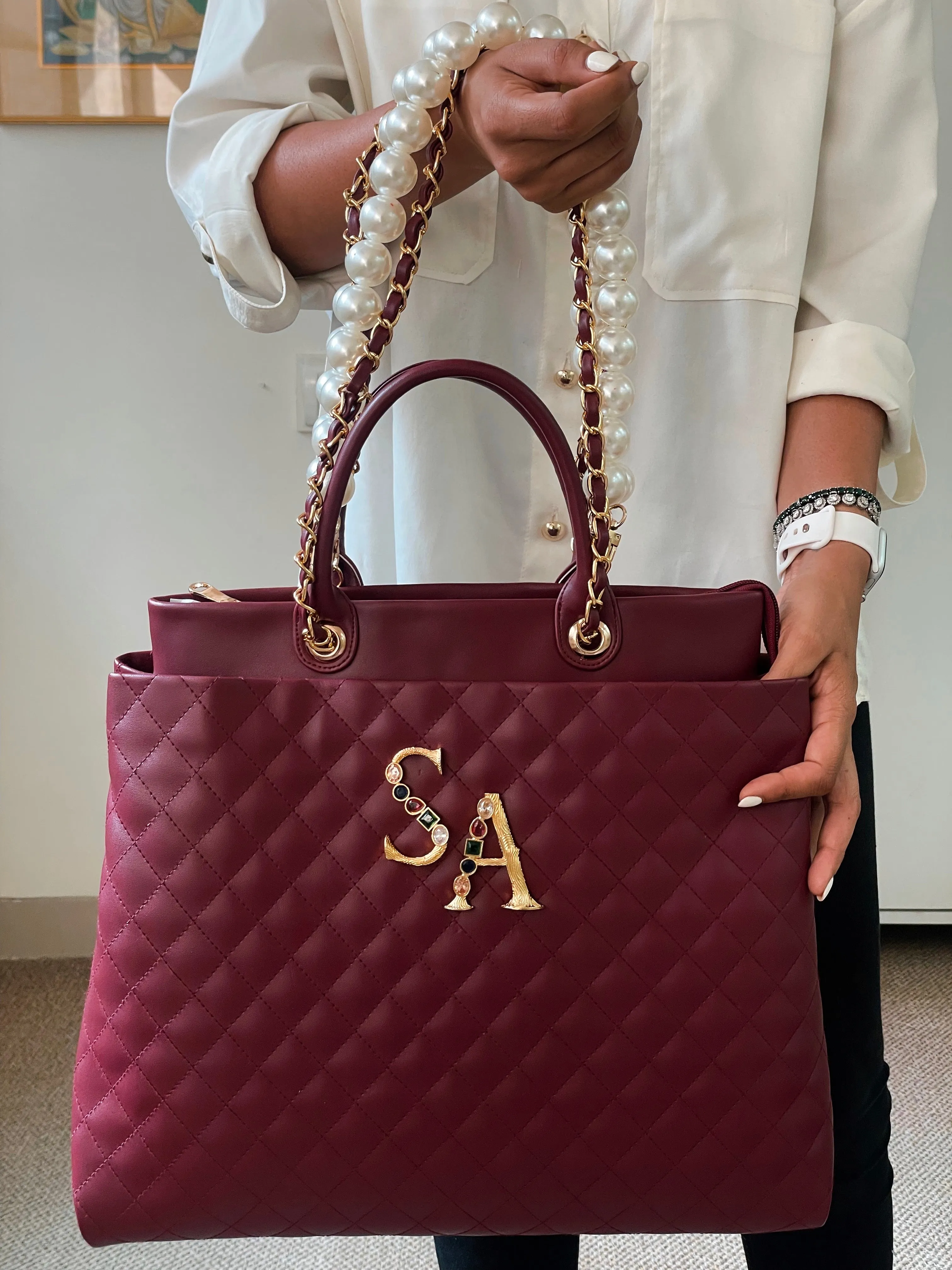 Alphabeto Burgundy Tote
