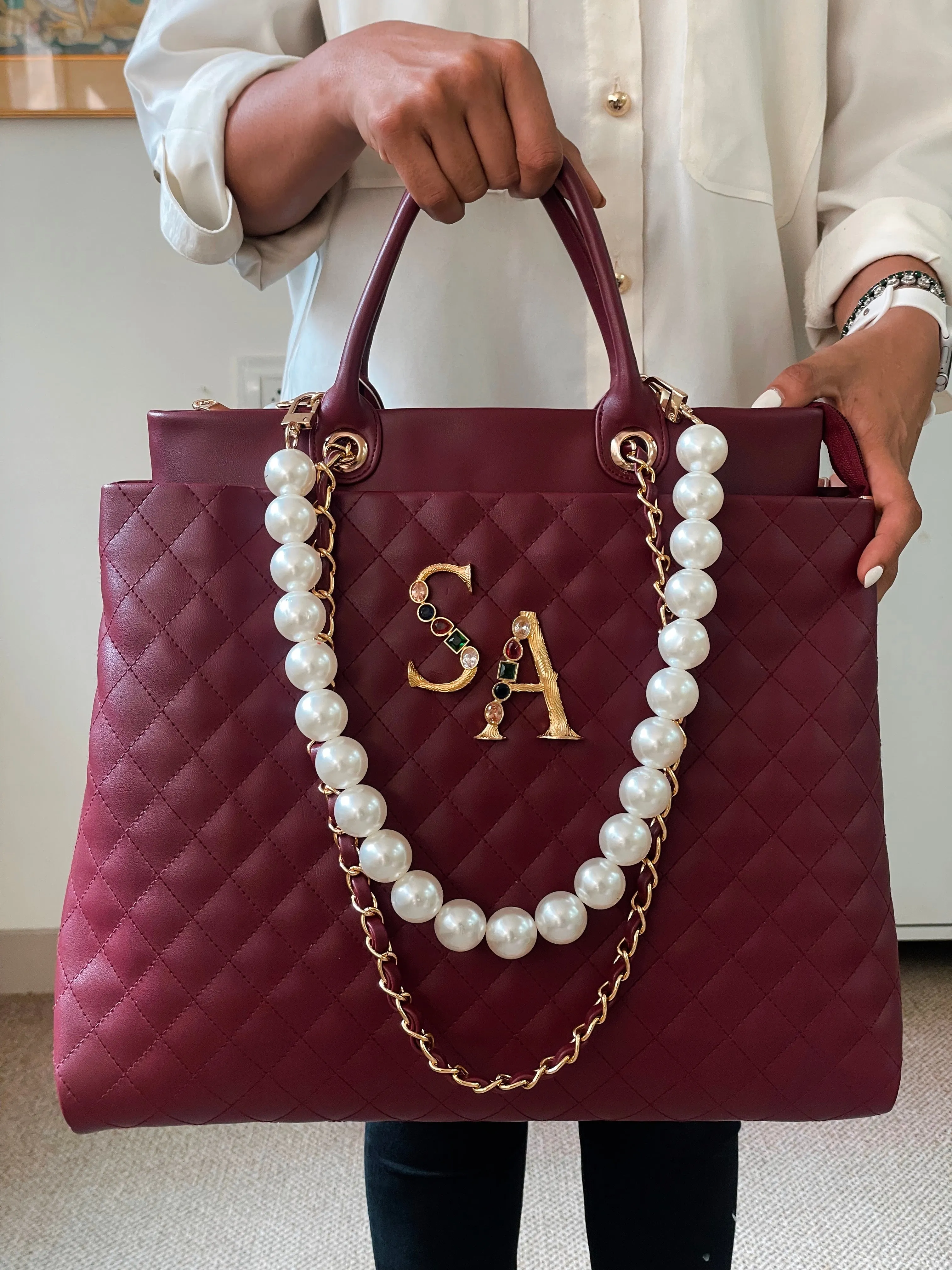 Alphabeto Burgundy Tote