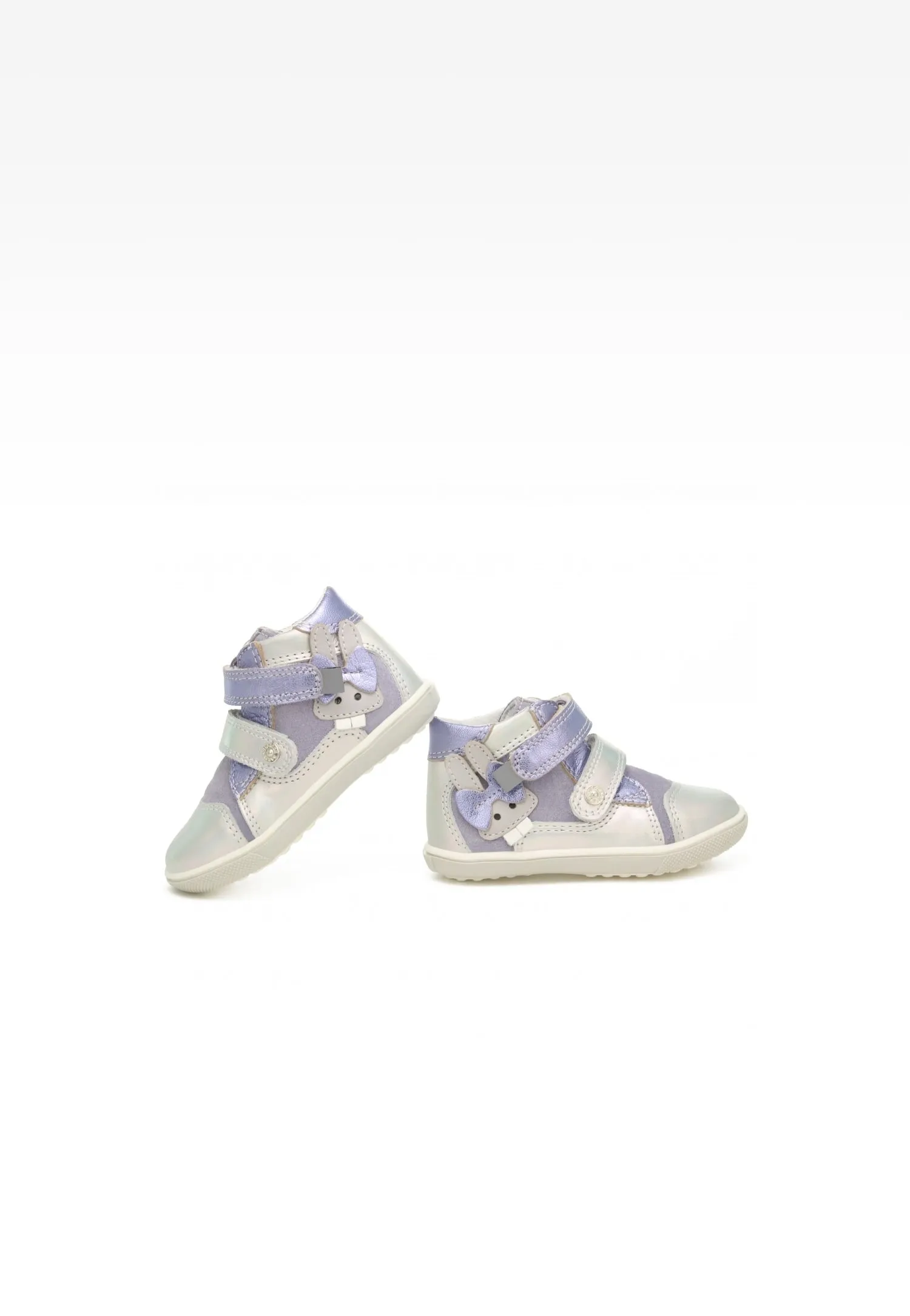 Bartek Girls' White and Purple Prophylactic Leather Ankle Sneakers | 11703-033