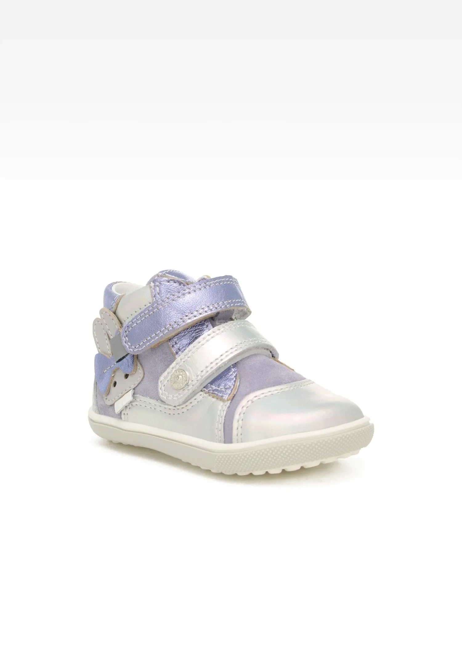 Bartek Girls' White and Purple Prophylactic Leather Ankle Sneakers | 11703-033
