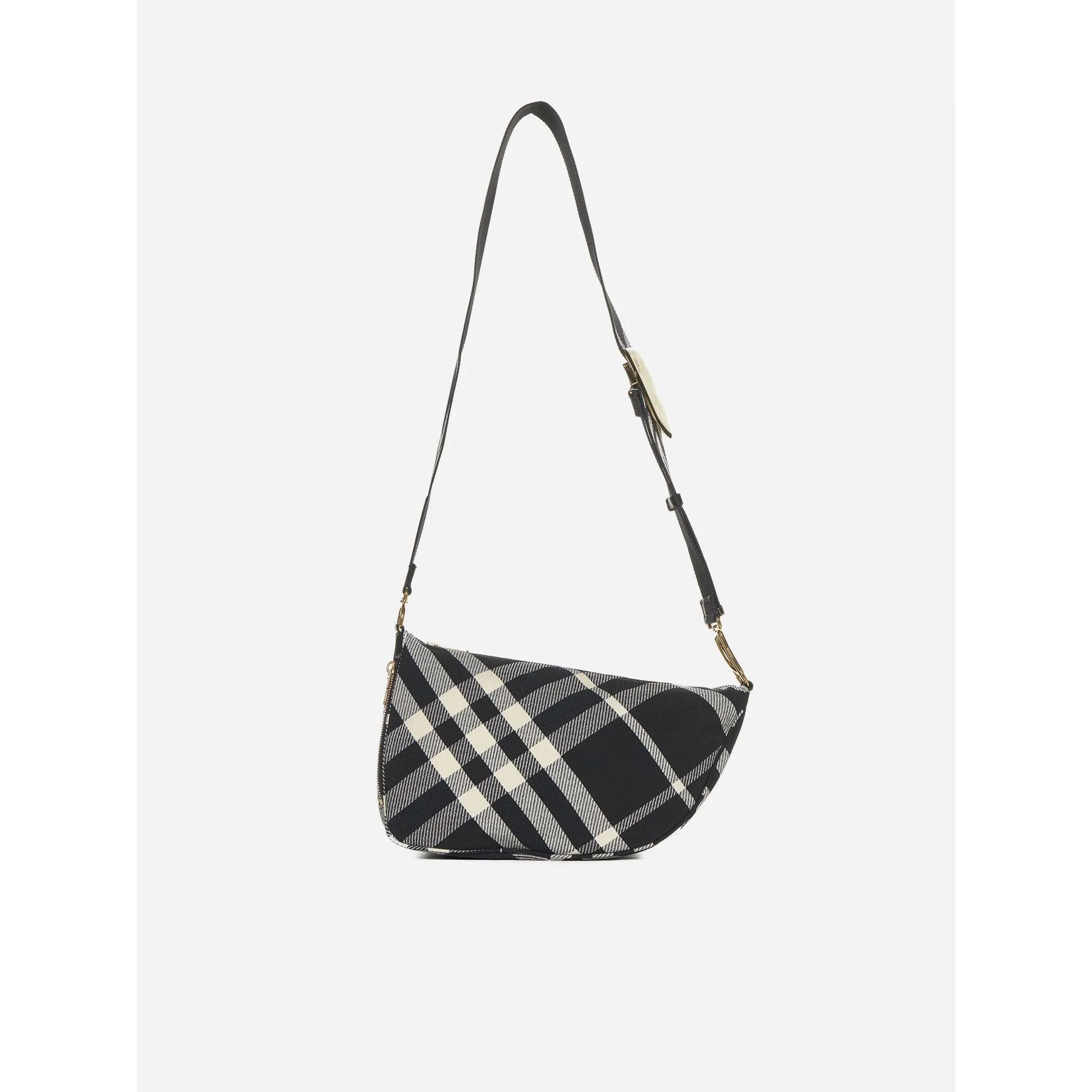 BURBERRY SHIELD CHECK CANVAS MESSENGER MEDIUM BAG
