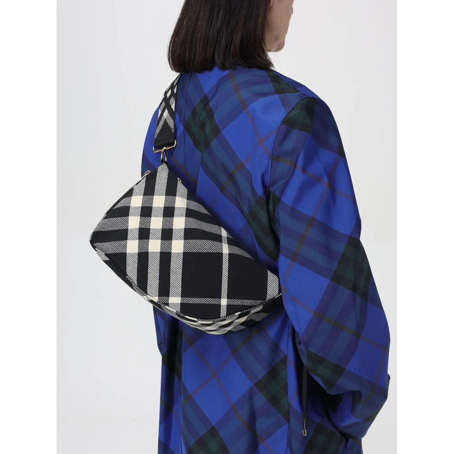 BURBERRY SHIELD CHECK CANVAS MESSENGER MEDIUM BAG