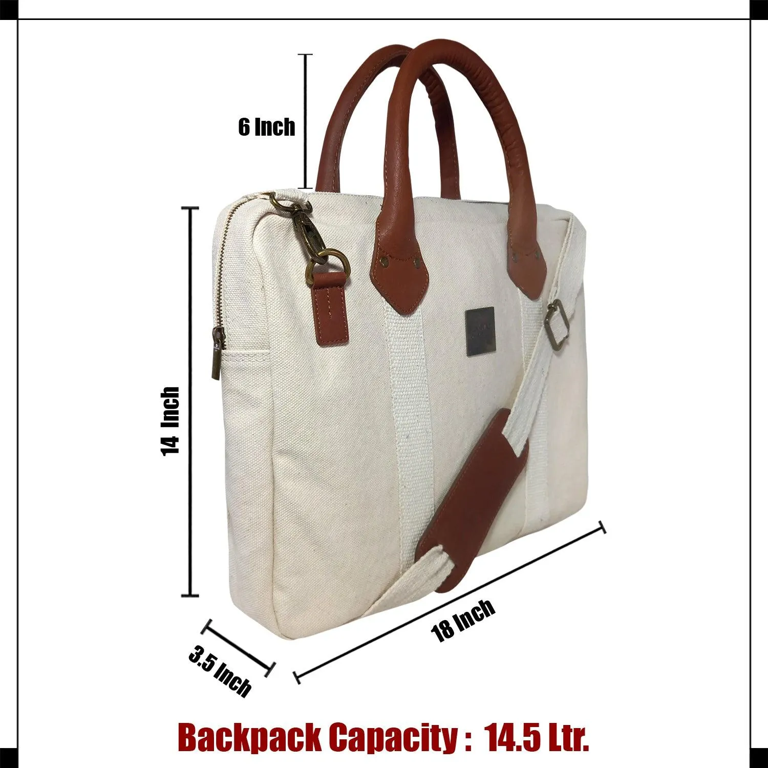 CANVAS & AWL Canvas and Genuine Leather Trim Unisex Laptop Messenger Bag, Travel Crossbody Bag (White)