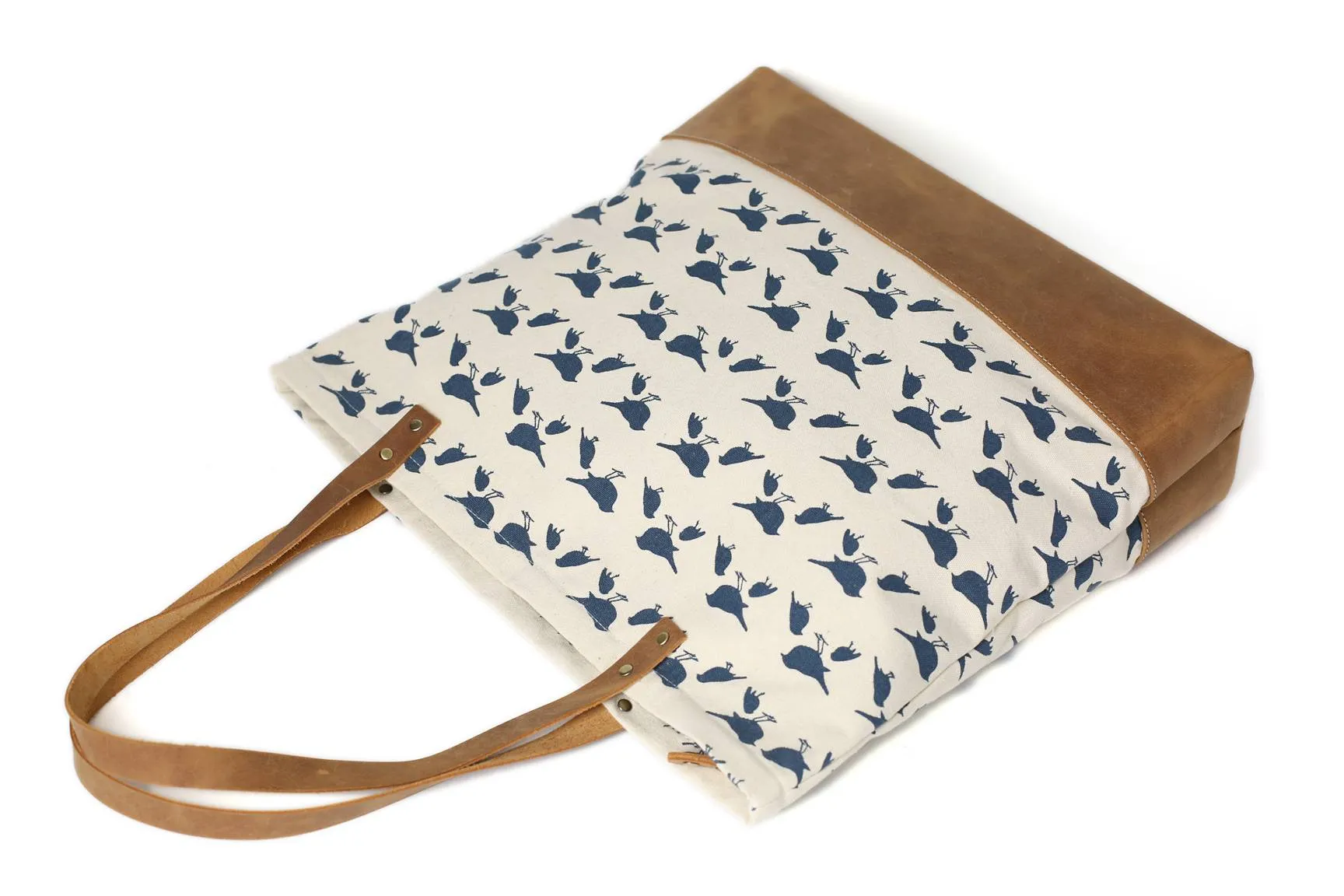 Canvas Tote Bags With Leather Trimming, Shopper Bags, Ladies Handbags