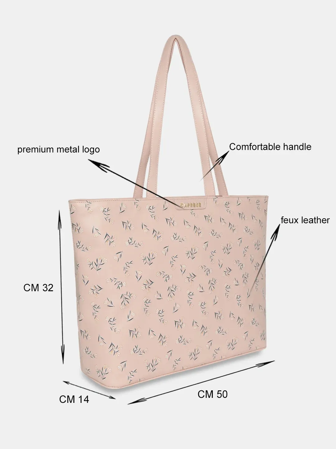 Caprese Merida Laptop Tote Large Printed Women'S Office Handbag Blush