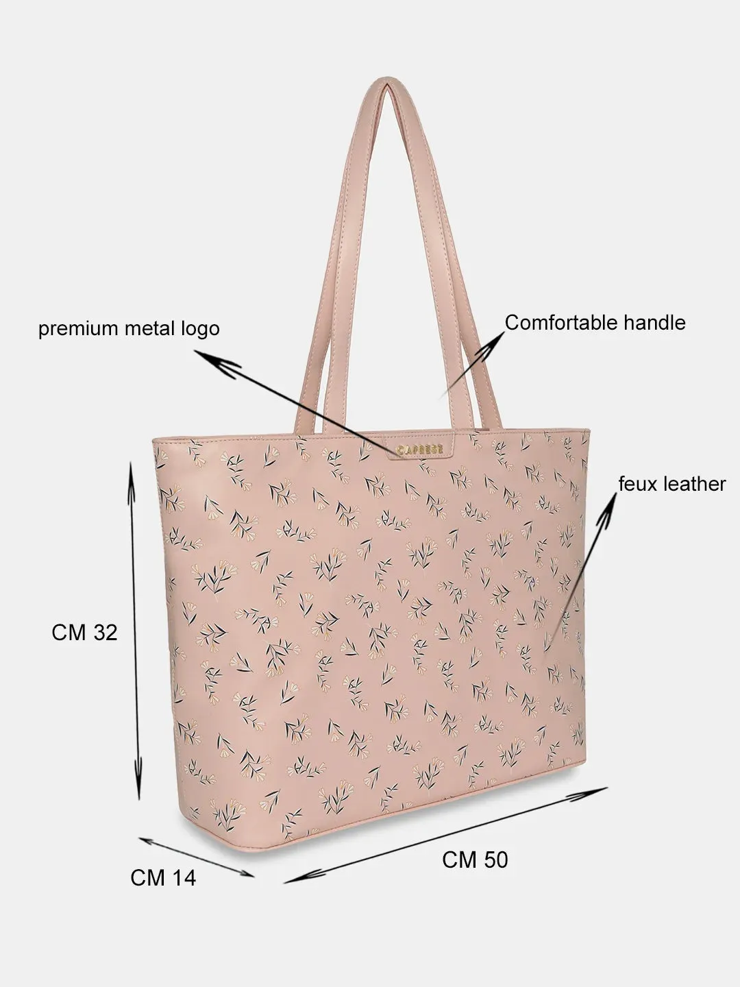 Caprese Merida Laptop Tote Large Printed Women'S Office Handbag Sky Blue