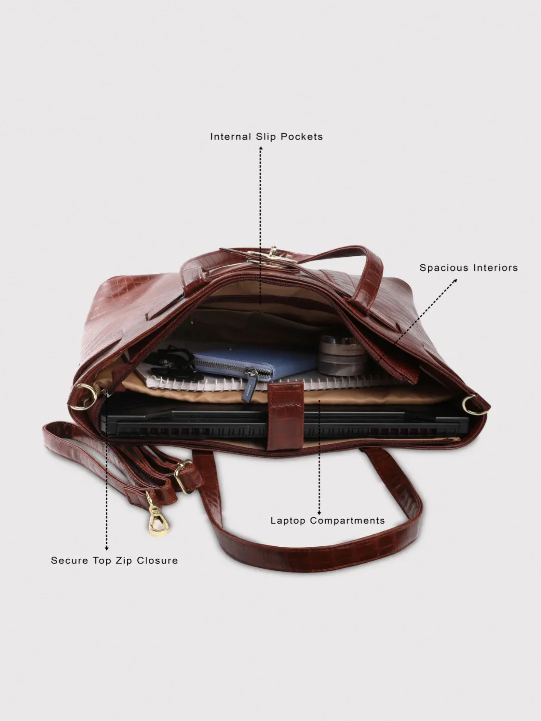 Caprese Treza Laptop Tote Large Tan