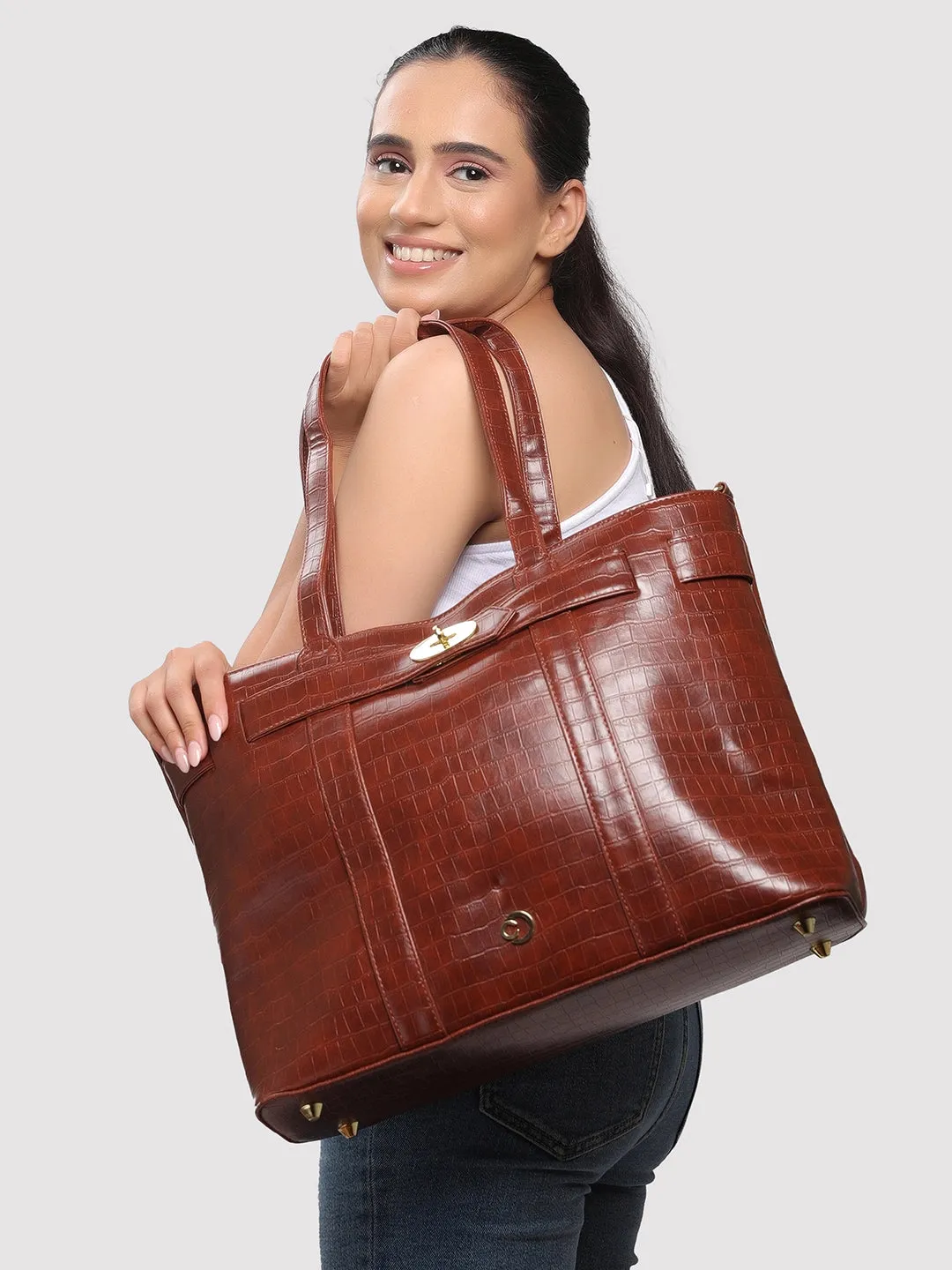 Caprese Treza Laptop Tote Large Tan