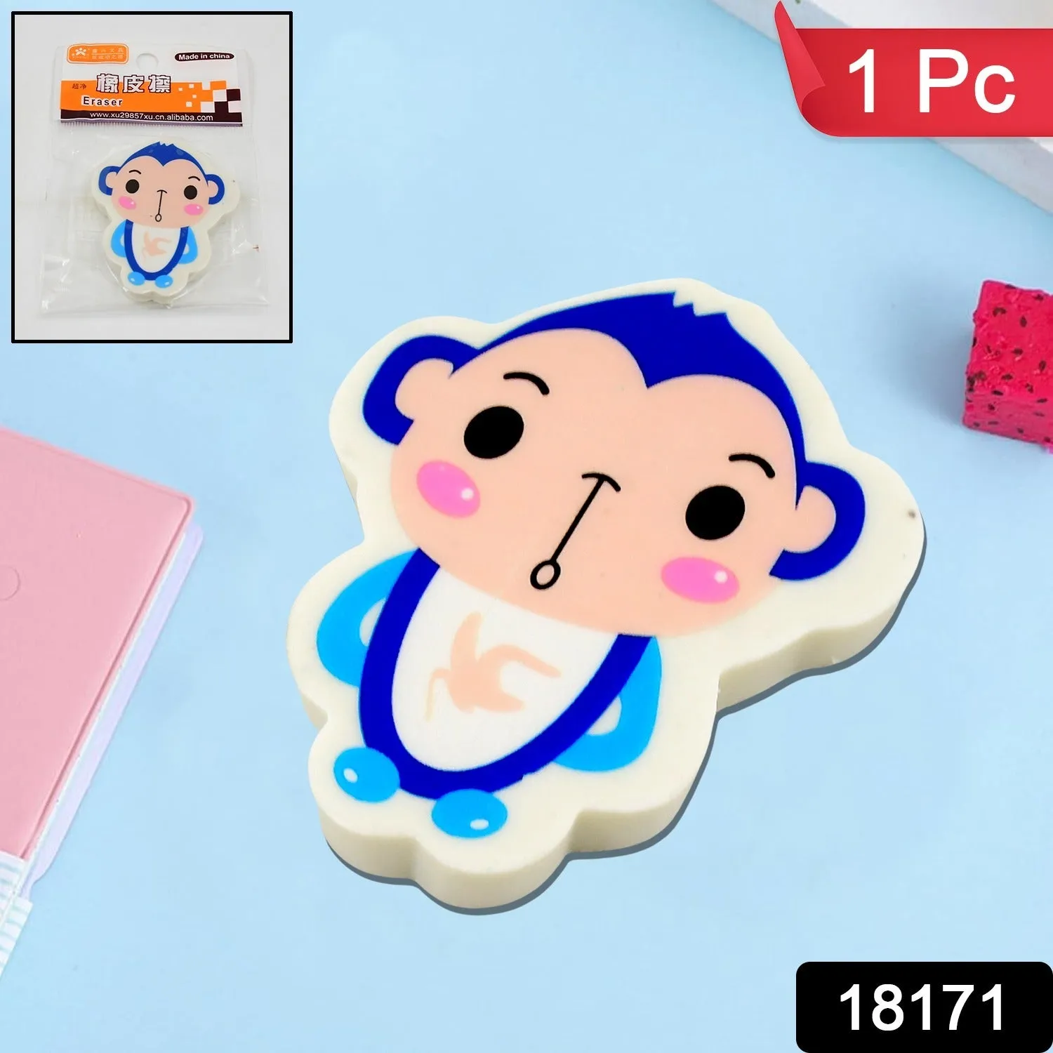 Cartoon Design Eraser in Assorted Colors (1 Pc)