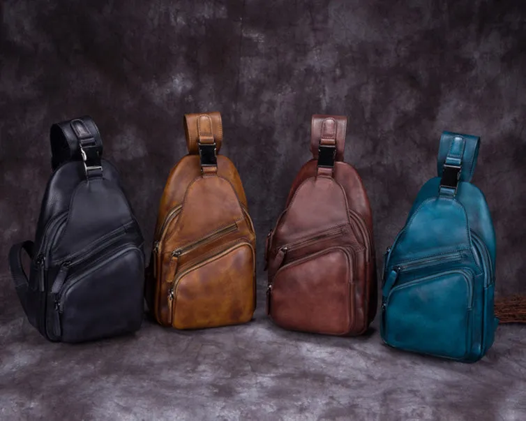 Chic Ladies Black Leather Sling Purse Chest Bag For Women