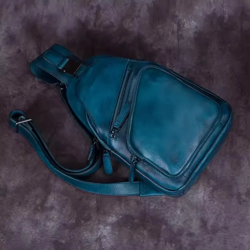 Chic Ladies Black Leather Sling Purse Chest Bag For Women