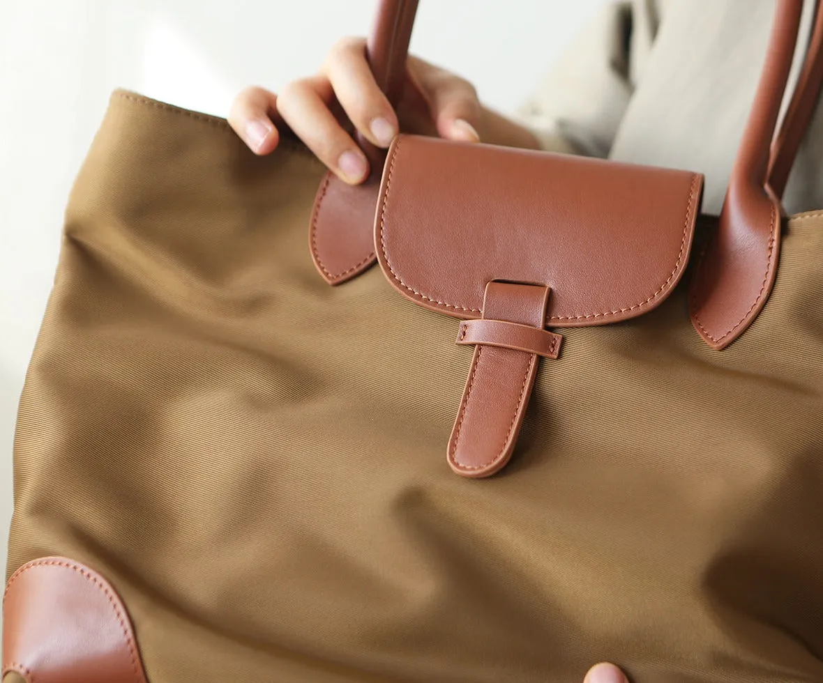 Chic Womens Nylon Tote Bag With Zipper Nylon Shoulder Bags