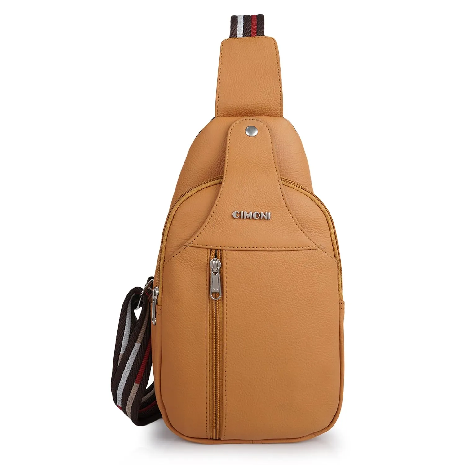 CIMONI® Premium Genuine Leather Cross Body Bag Outdoor Small Shoulder Side Purse Unisex Chest Bag External Mobile Zipper Pocket