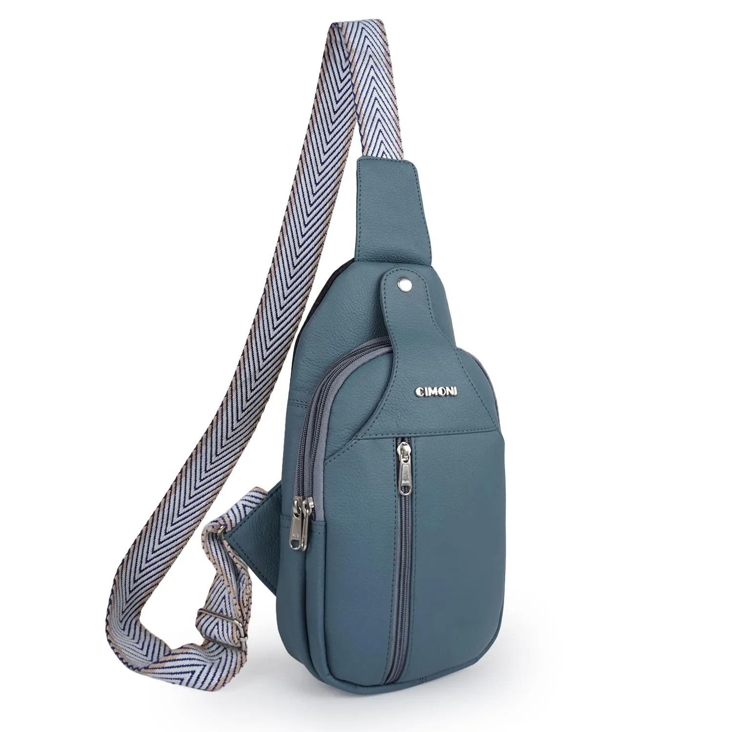 CIMONI® Premium Genuine Leather Cross Body Bag Outdoor Small Shoulder Side Purse Unisex Chest Bag External Mobile Zipper Pocket