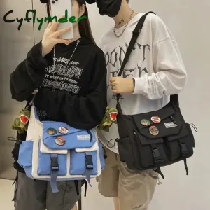 Cyflymder Japanese Simple Messenger Bag Pouch Nylon Waterproof Canvas Handbag Shoulder Crossbody Bags for Women Men Satchels Bolsas