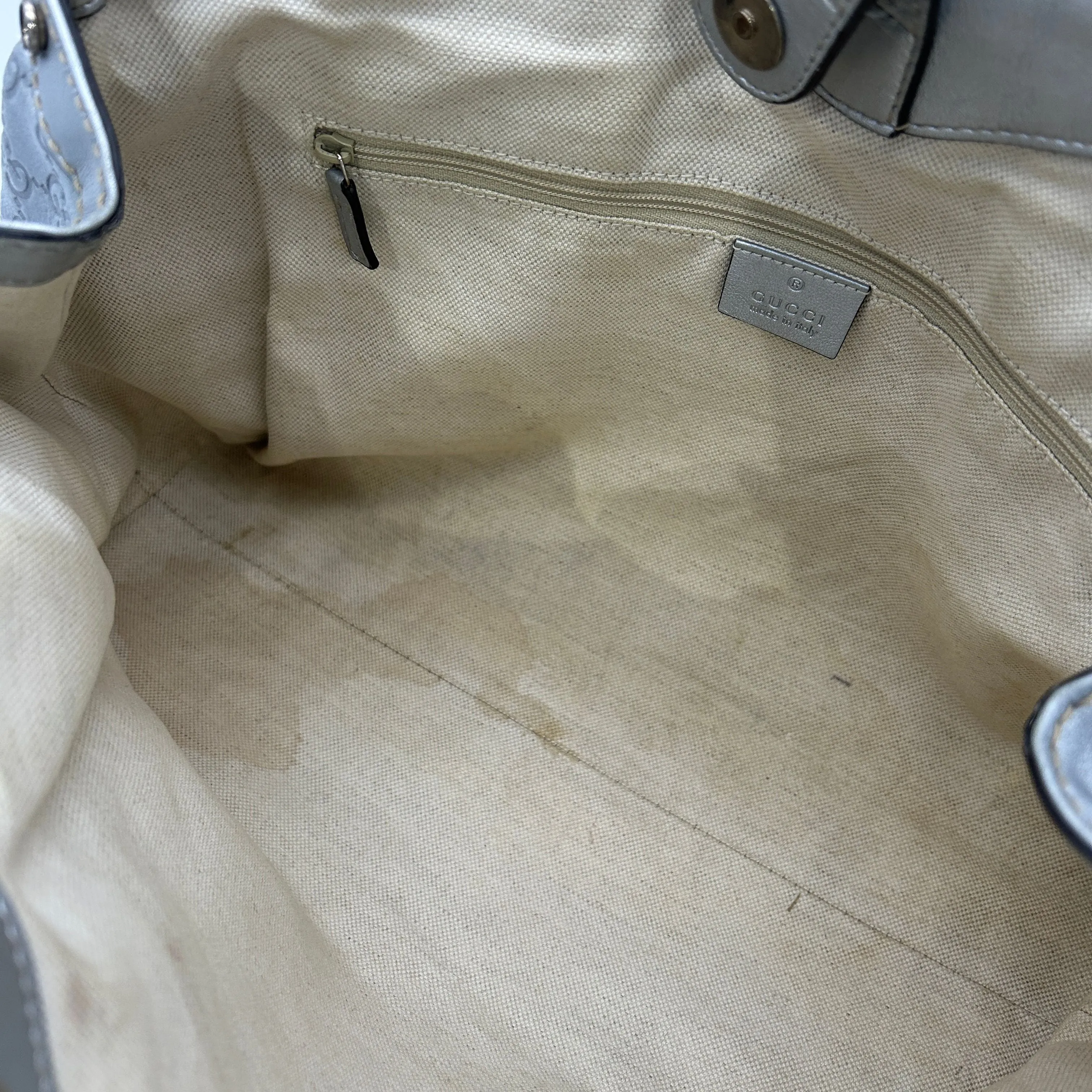 GUCCI Guccissima Medium Sukey Tote Silver gu8819se