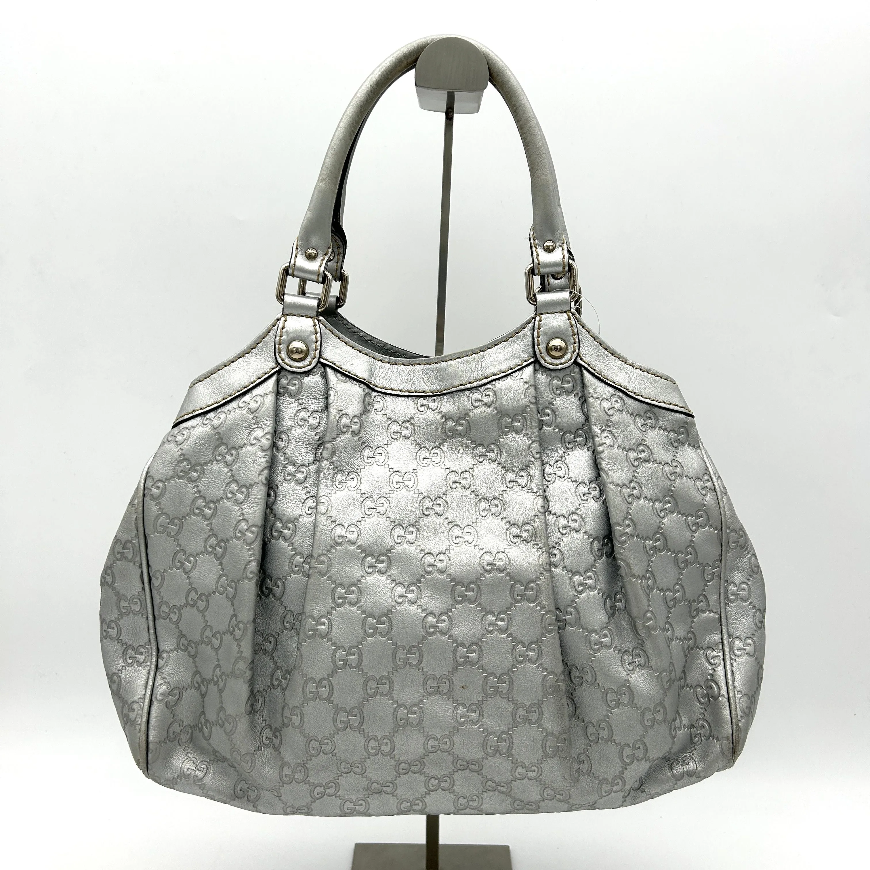 GUCCI Guccissima Medium Sukey Tote Silver gu8819se