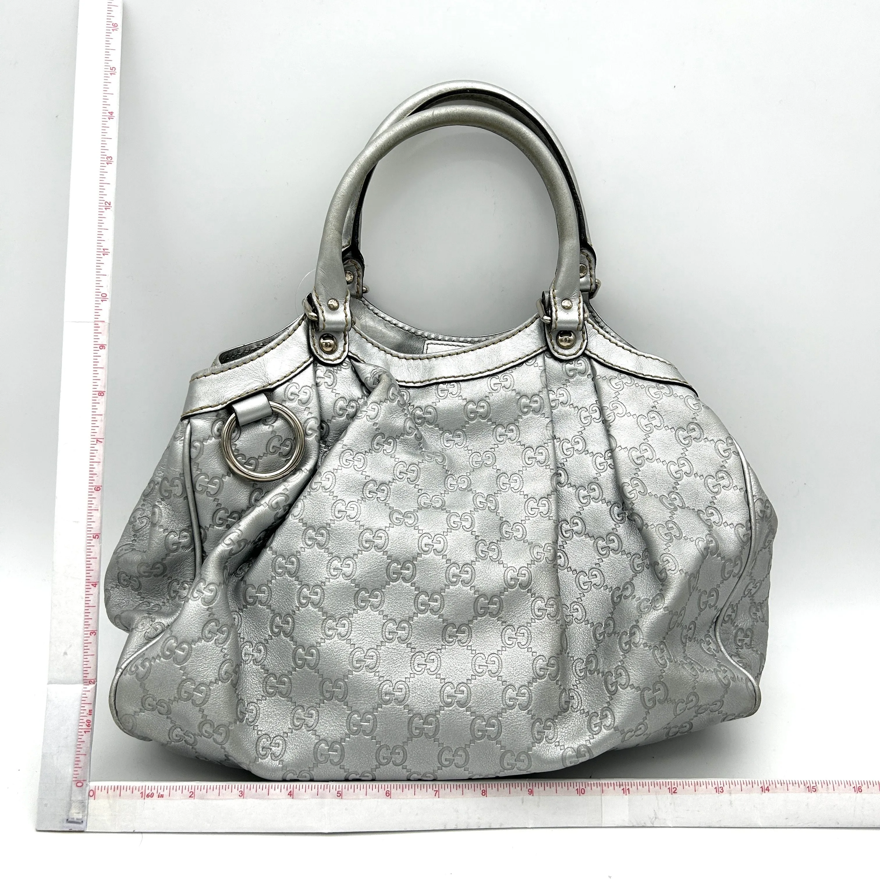 GUCCI Guccissima Medium Sukey Tote Silver gu8819se