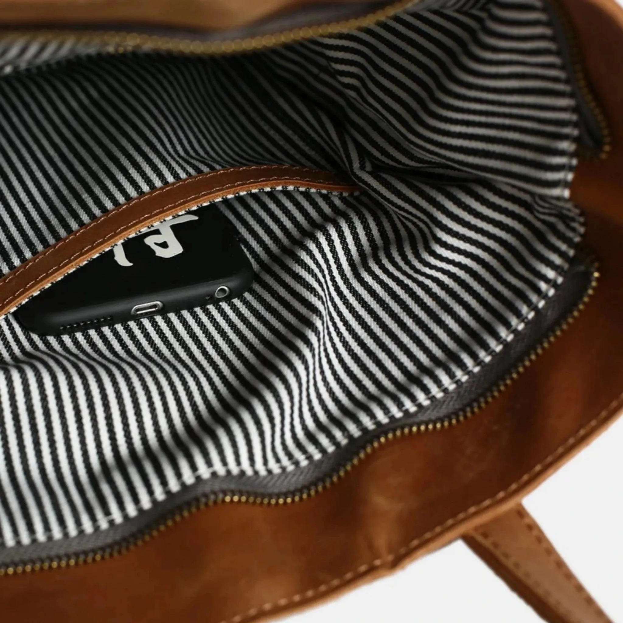 Handmade Vegetable Tanned Leather Tote Bag - Simple 1