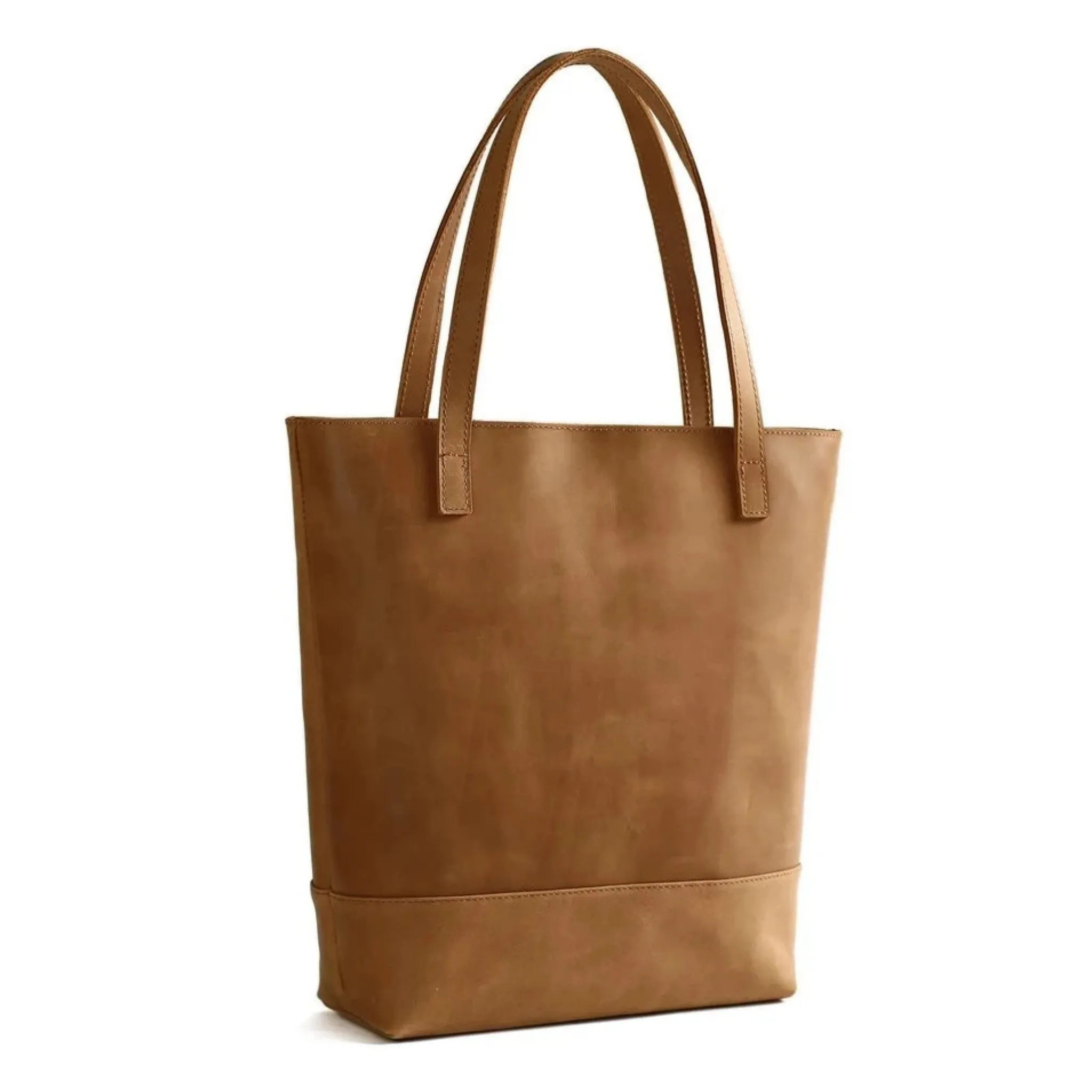 Handmade Vegetable Tanned Leather Tote Bag - Simple 1
