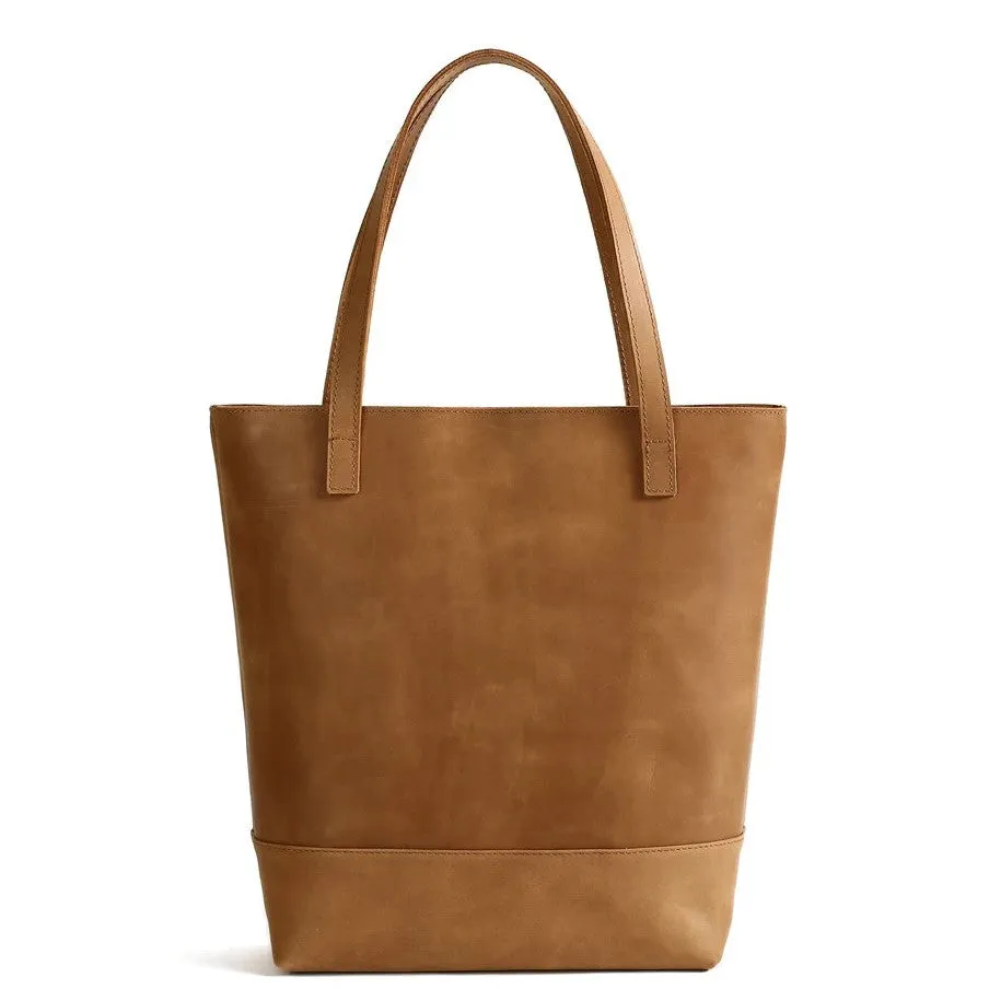 Handmade Vegetable Tanned Leather Tote Bag - Simple 1
