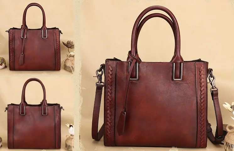 Handmade Womens Purple Tote Bag Shoulder Handbags