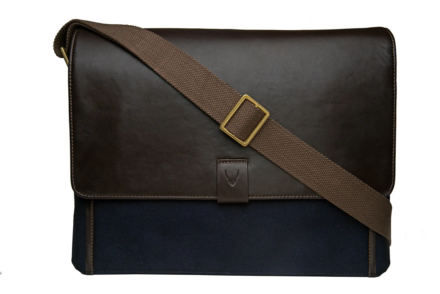 Hidesign Aiden Canvas Leather Laptop Messenger Brown