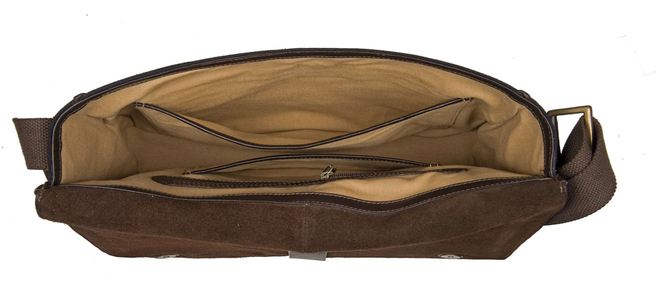 Hidesign Aiden Canvas Leather Laptop Messenger Brown