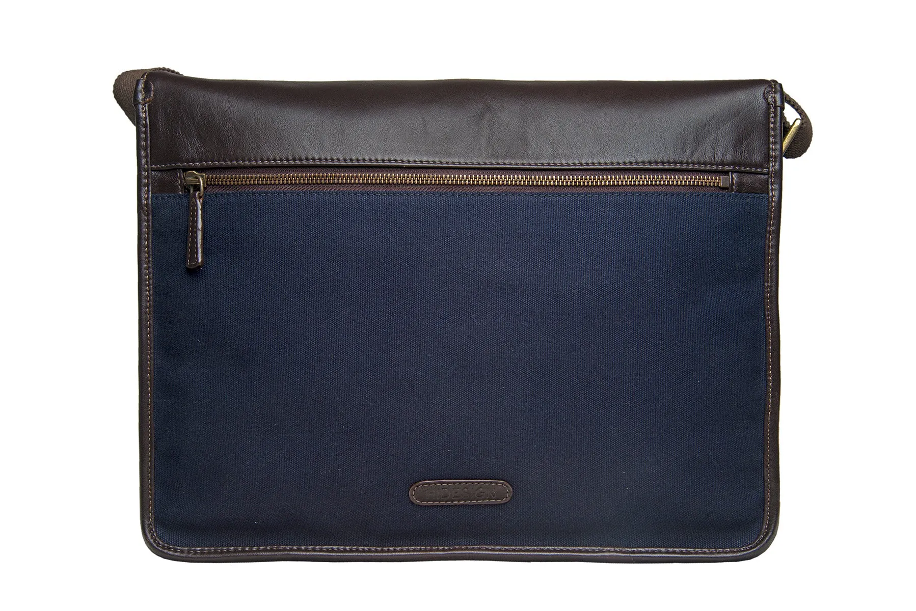 Hidesign Aiden Canvas Leather Laptop Messenger Brown