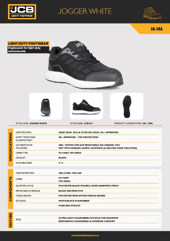 JCB Jogger Black/White Shoe Steel Toe
