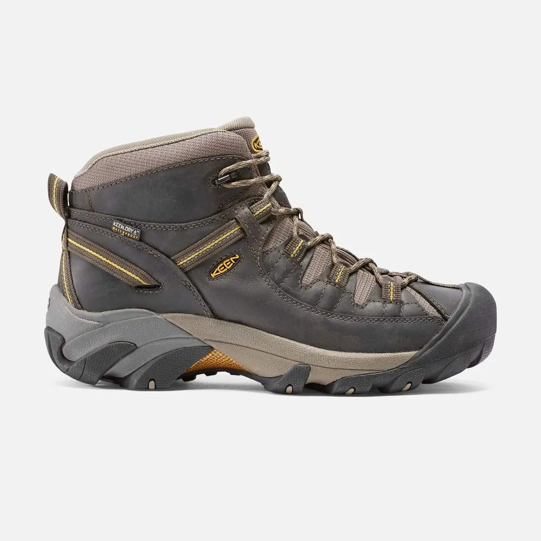 Keen Men's Targhee II Mid Waterproof Hiking Boots- Black Olive/ Yellow