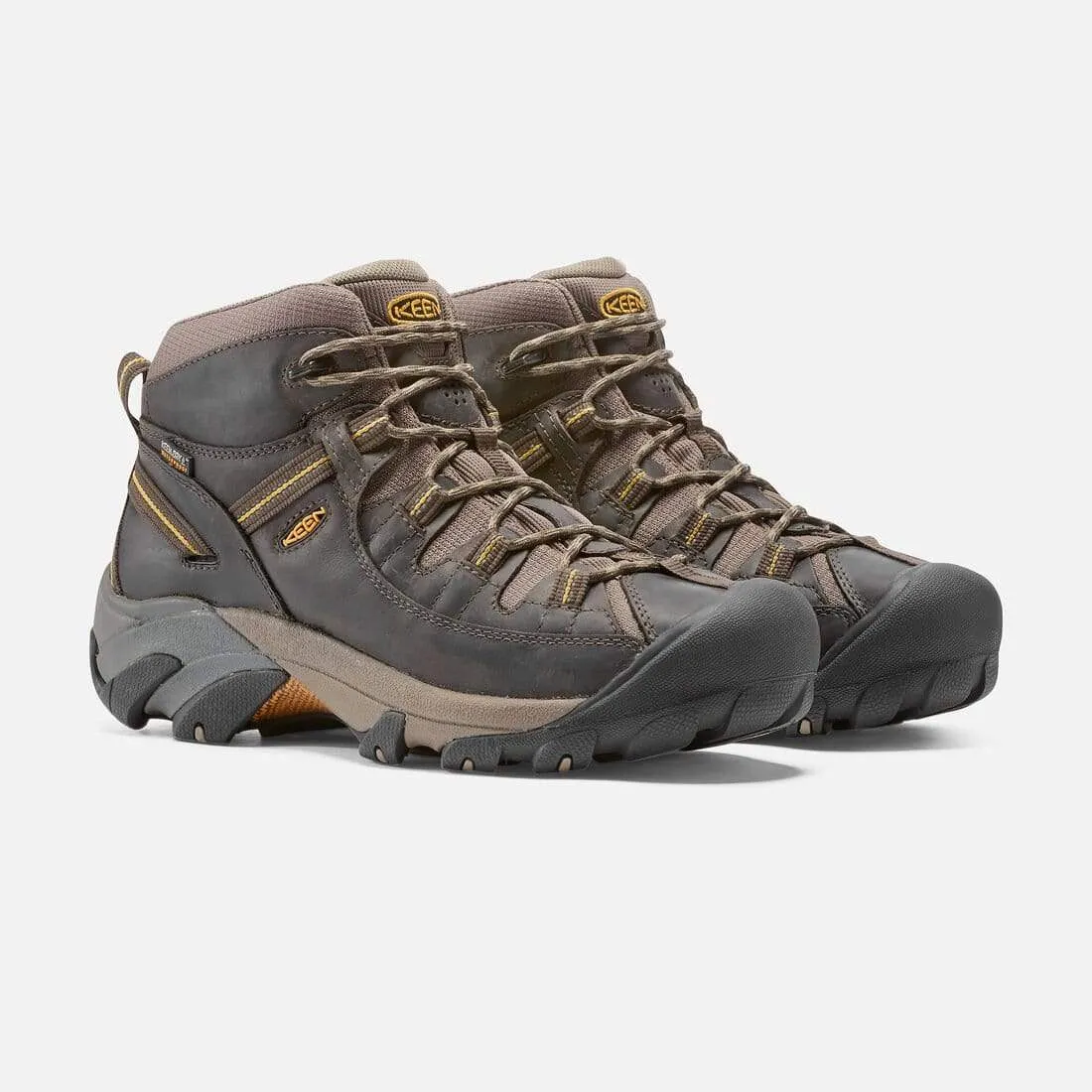 Keen Men's Targhee II Mid Waterproof Hiking Boots- Black Olive/ Yellow