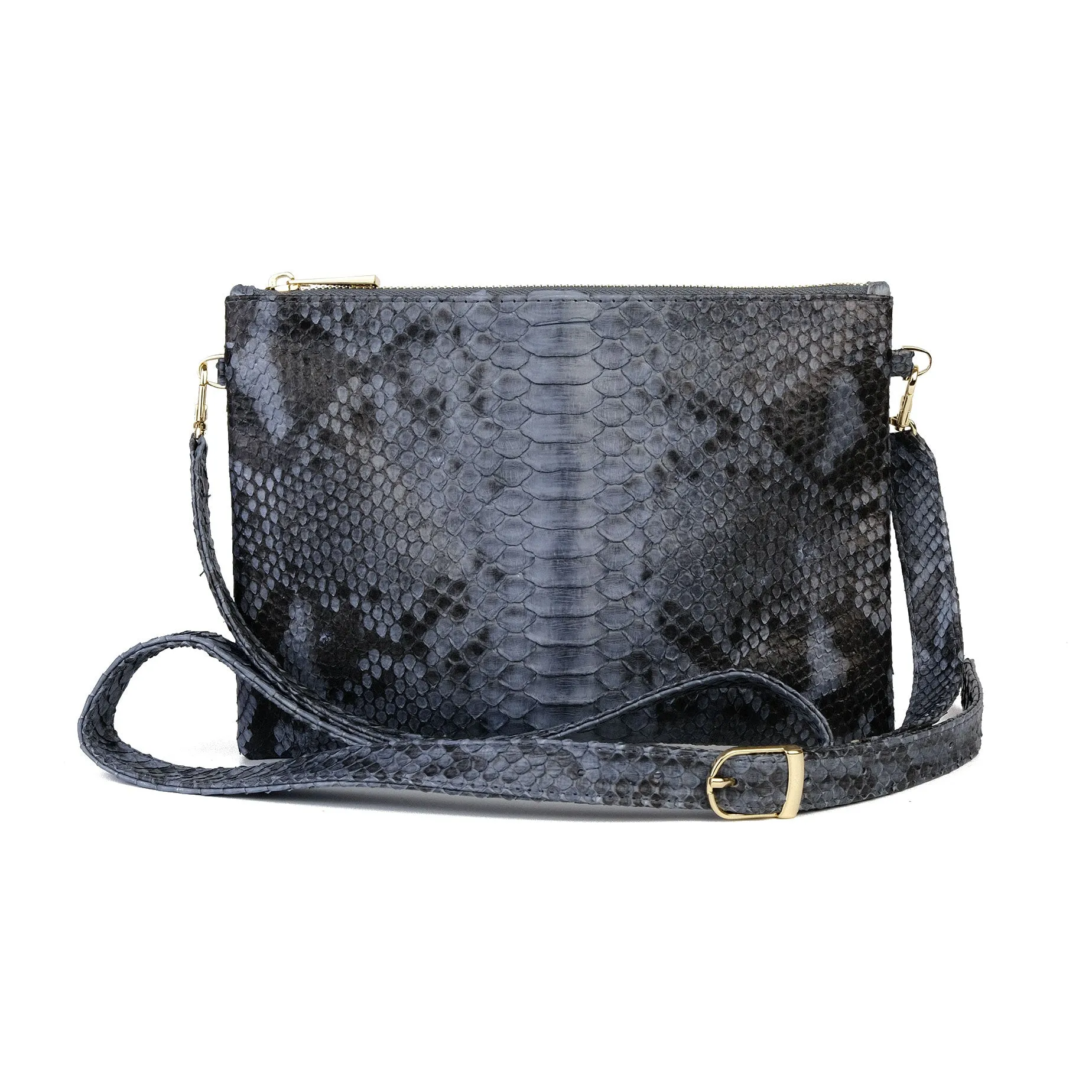 Kyushu Grey Motif Zipper Crossbody