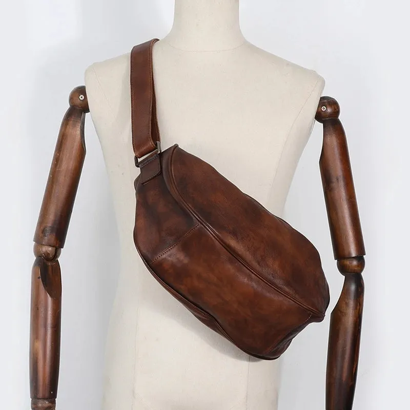 Large Women's Crossbody Chest Bag Leather Sling Bags For Women