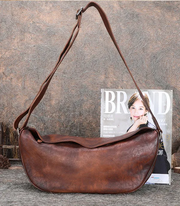 Large Women's Crossbody Chest Bag Leather Sling Bags For Women