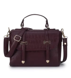 Maroon Croco Satchel Hand bag