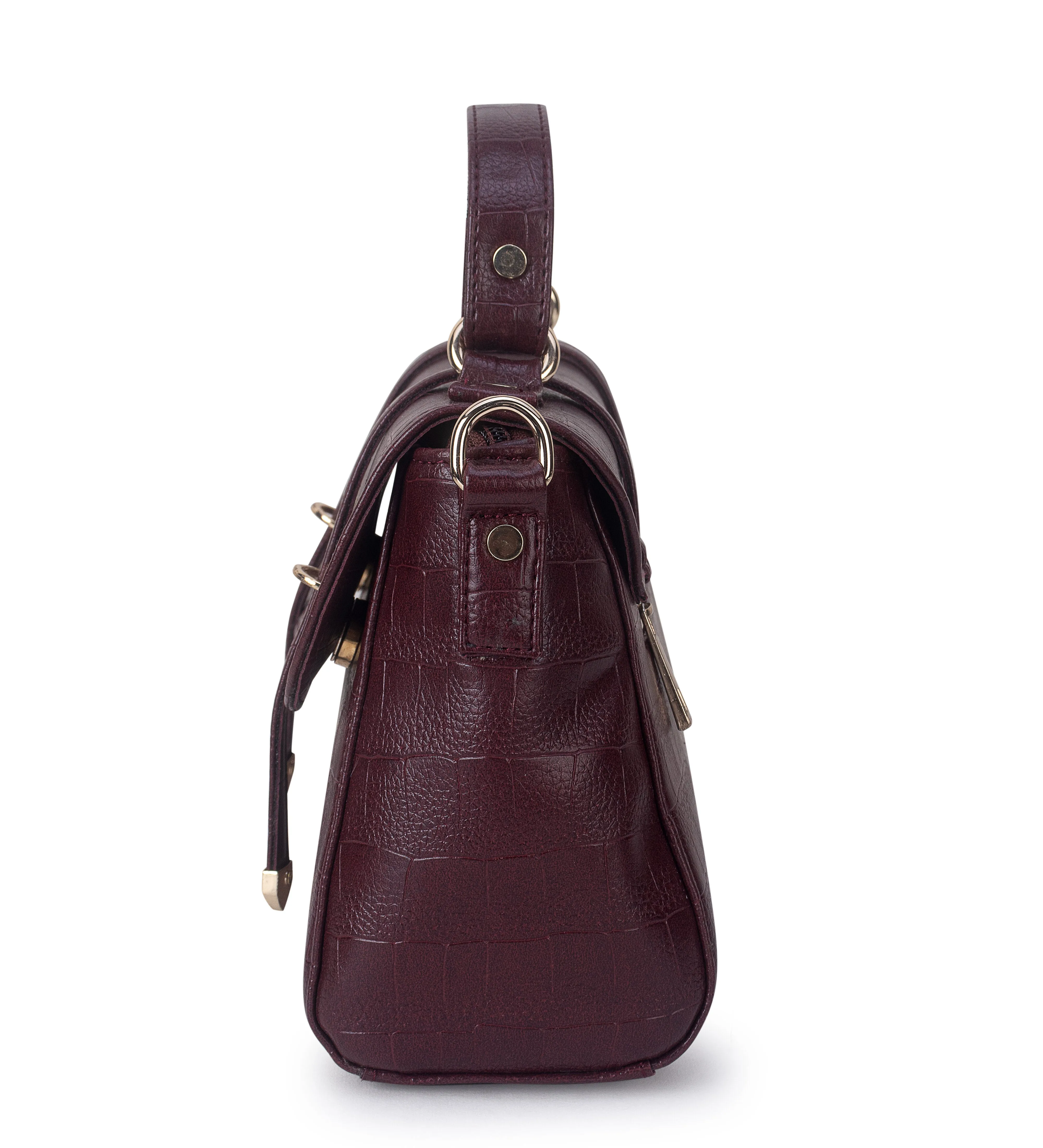 Maroon Croco Satchel Hand bag