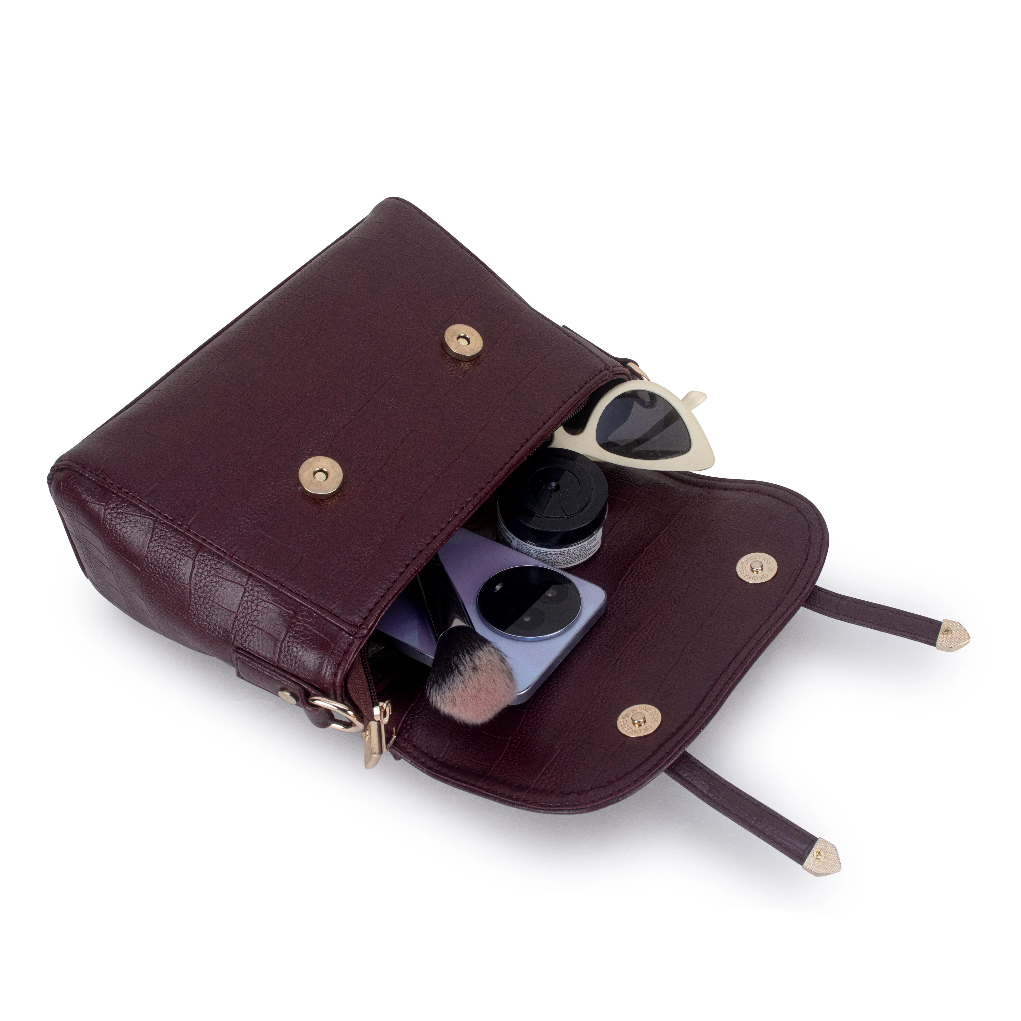 Maroon Croco Satchel Hand bag