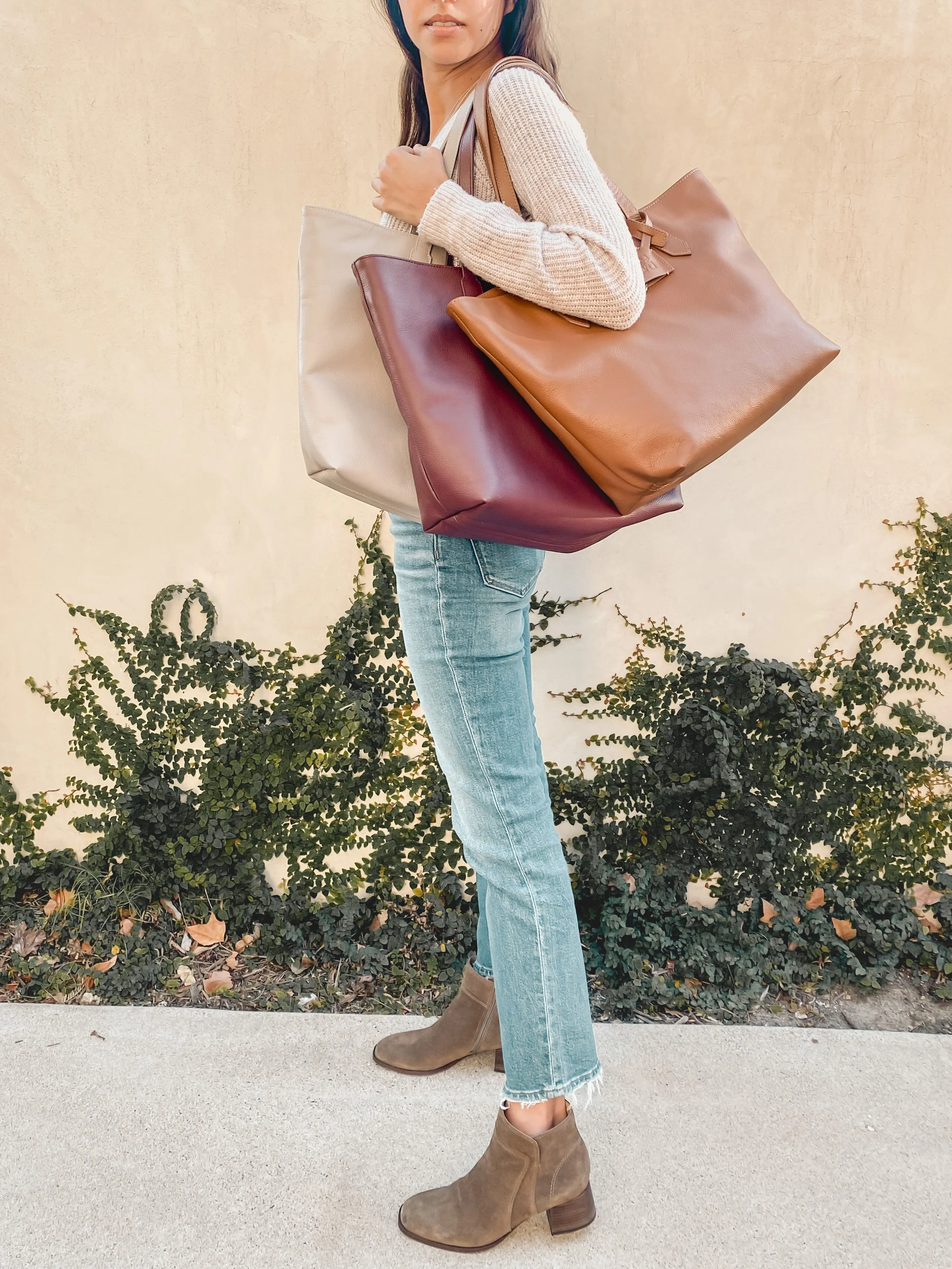 Martina Leather Tote - Tan