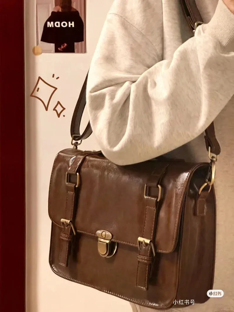 MAYTRENDS  -  Women's Handbags Trend  Vintage Postman Leather Girls Shoulder Bag  Female Casual Tote Y2K Ladies Handbag Retro Bags Women