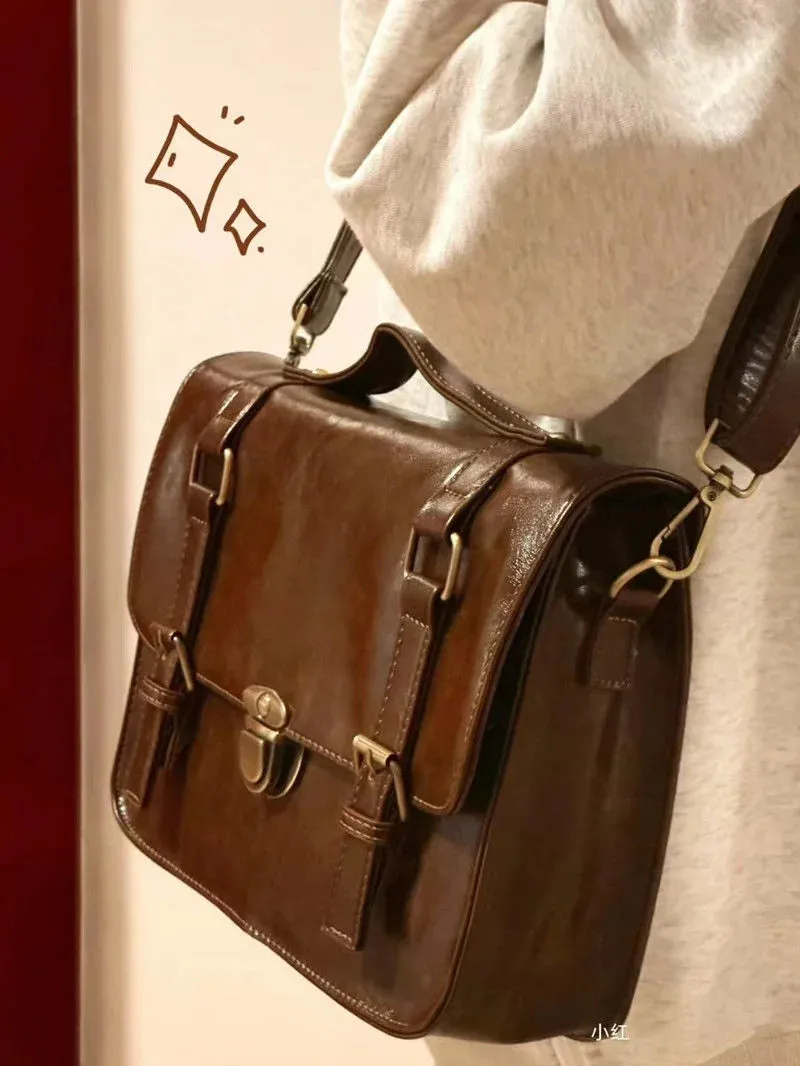 MAYTRENDS  -  Women's Handbags Trend  Vintage Postman Leather Girls Shoulder Bag  Female Casual Tote Y2K Ladies Handbag Retro Bags Women
