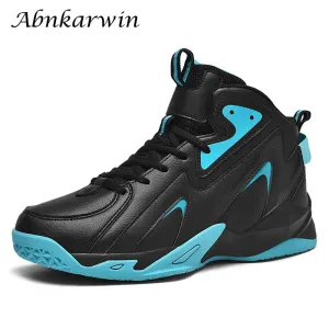 Men High-Top PU Leather Basketball Shoes Training Sneakers Sport Shoes